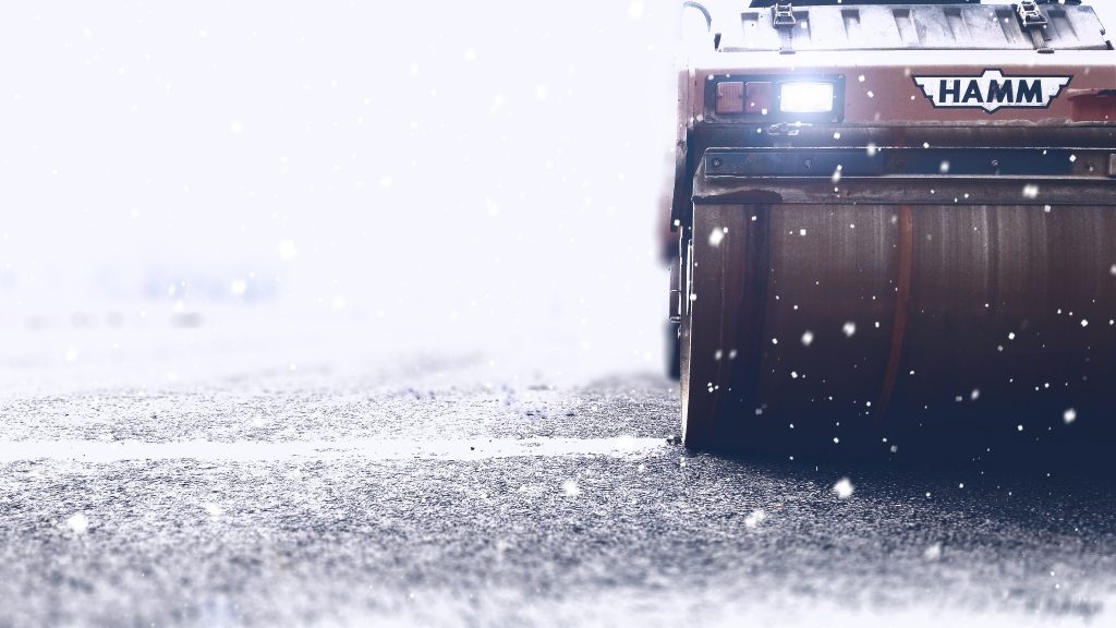Paver in snow