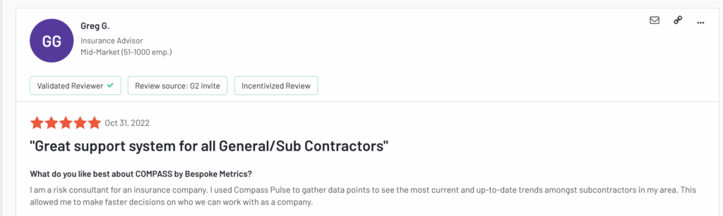 subcontractor prequalification software COMPASS review