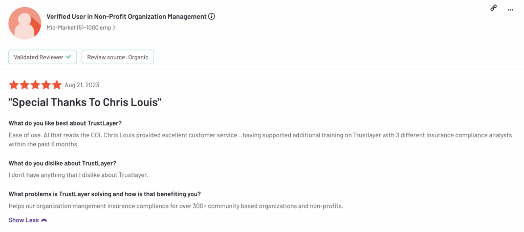 trustlayer insurance compliance software review