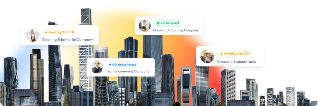 COI Tracking Tool - buildings with a colorful background
